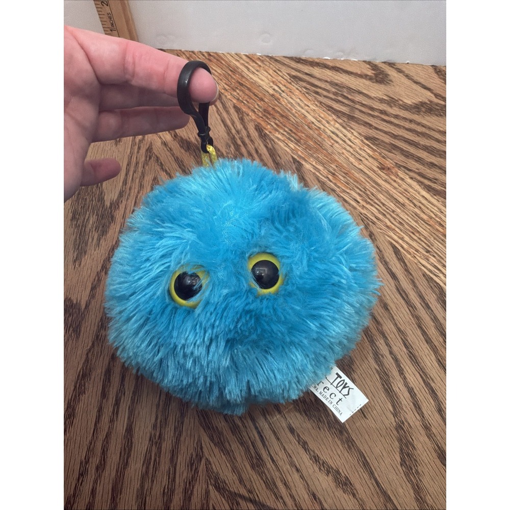 Ideal Toys Direct‎ Blue Monster W Yellow Eyes Clip Plush 6 Inch Backpack Purse